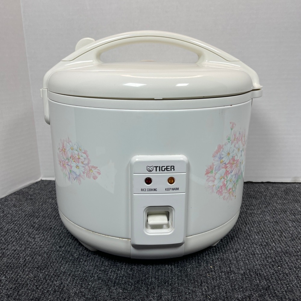 Tiger Rice Cooker Warmer 8 Cup Floral Japan Made Retro Kitchen TESTED WORKS